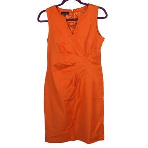 Spense Orange Cotton Dress Sheath Mini Cocktail Summer Sleeveless Work Party 6